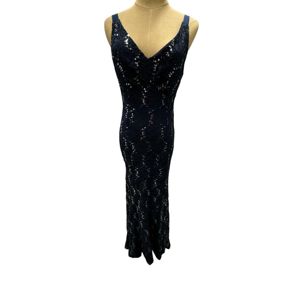 Maxi Navy Blue Windsor‎ Sequined Prom Dress With Open Back